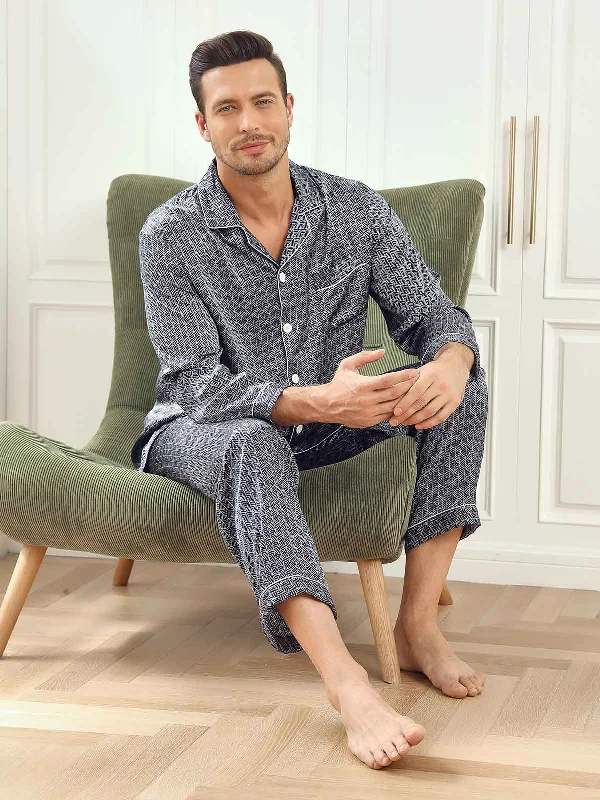 Luxurious Silk Printed Men‘s Pajama Set Target pajama sets