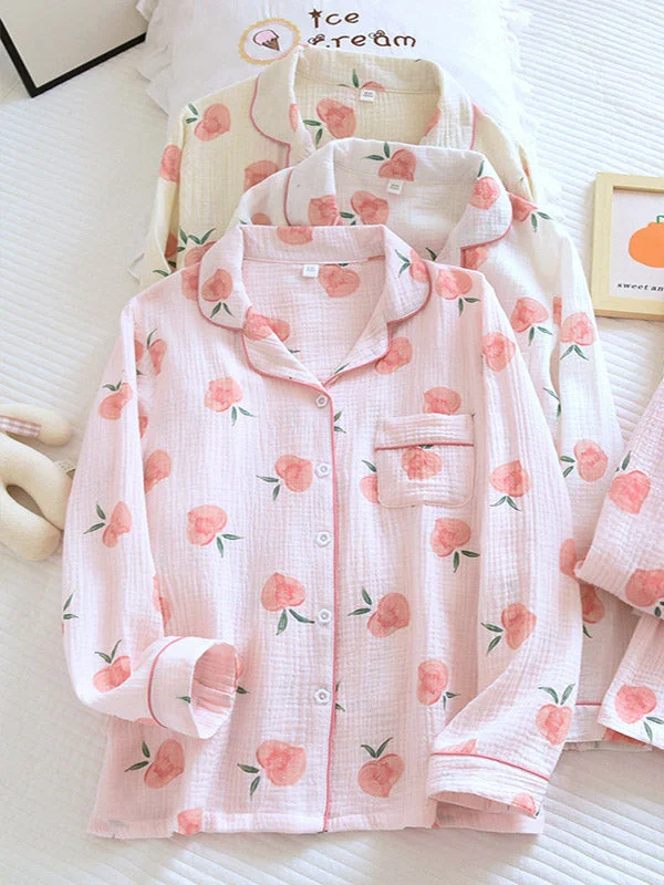 Pink Peaches Cotton Pajama Set Cotton pajama sets