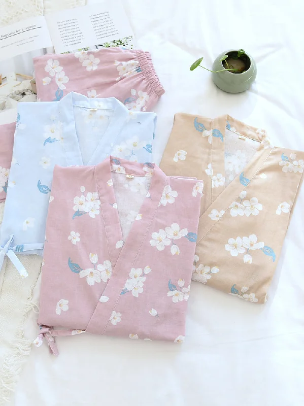 Tie Up Floral Printed Cotton Pajama Set Best-value pajama sets