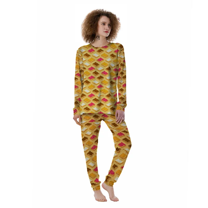 Toast And Jam Print Pattern Women's Pajamas Floral pajama sets