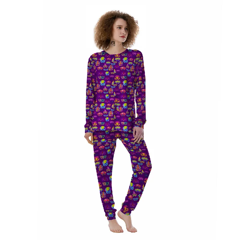 Venice Carnival Mask Print Pattern Women's Pajamas Camisole pajama sets