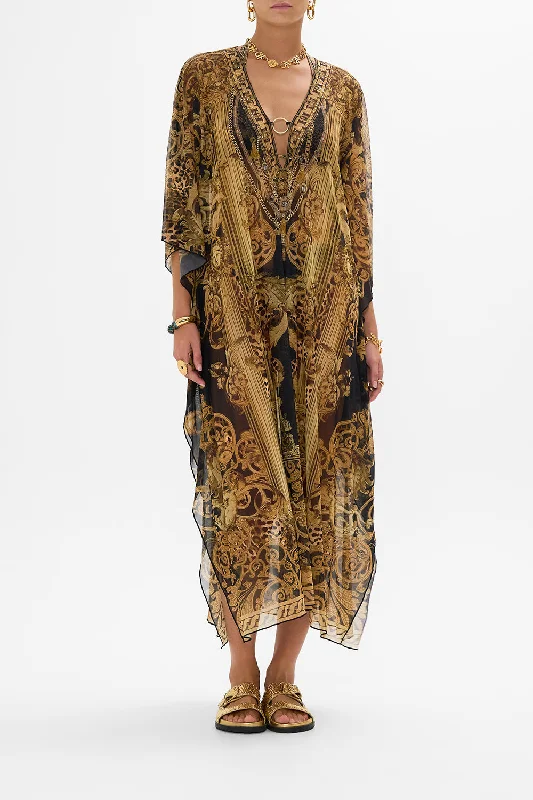 STRETCH MESH KAFTAN WITH TRIM ERA OF EMPIRES Soft Silk Robe