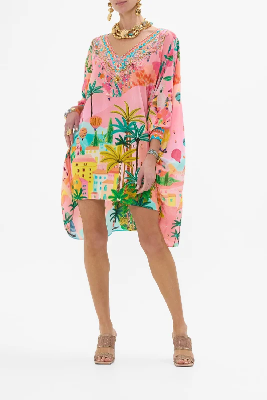 SHORT KAFTAN WITH CUFF SISTER SUNSET Soft Satin Robe