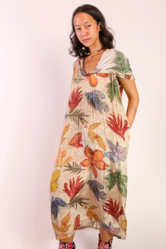 LEAVE HAND BLOCK PRINT SILK DRESS ISSI Soft Cotton Gown