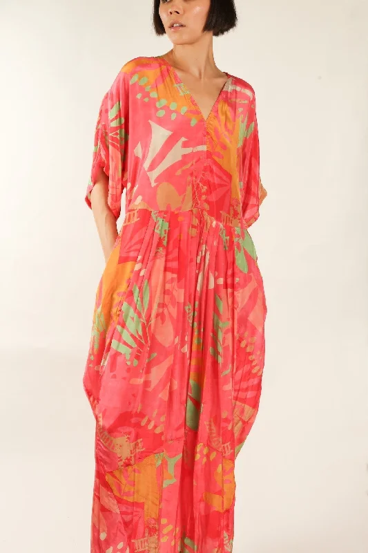 BLOCK PRINT SILK KAFTAN DRESS LIA Bridal Lingerie Robe