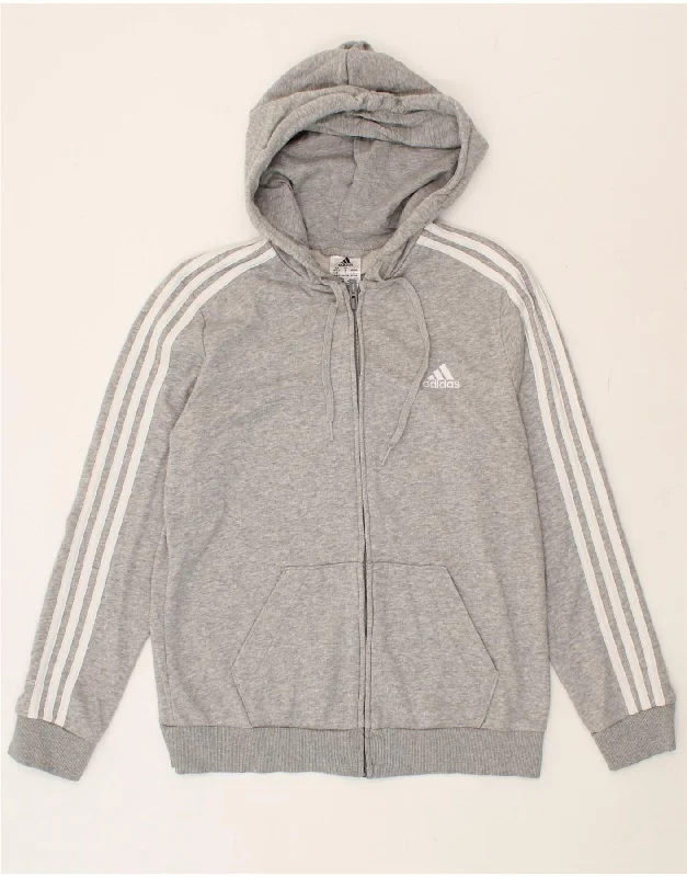 ADIDAS Womens Zip Hoodie Sweater UK 12/14 Medium Grey Cotton Columbia sweaters