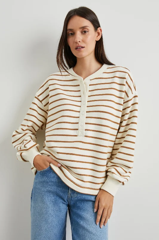 JOAN SWEATSHIRT - CARMEL STRIPE Best sweaters for cold weather