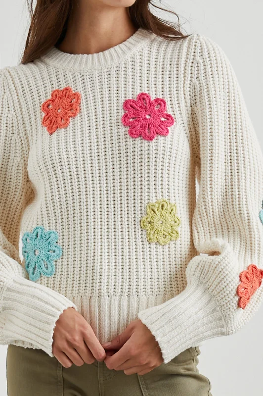 ROMY SWEATER - IVORY MULTI DAISIES Sporty sweaters