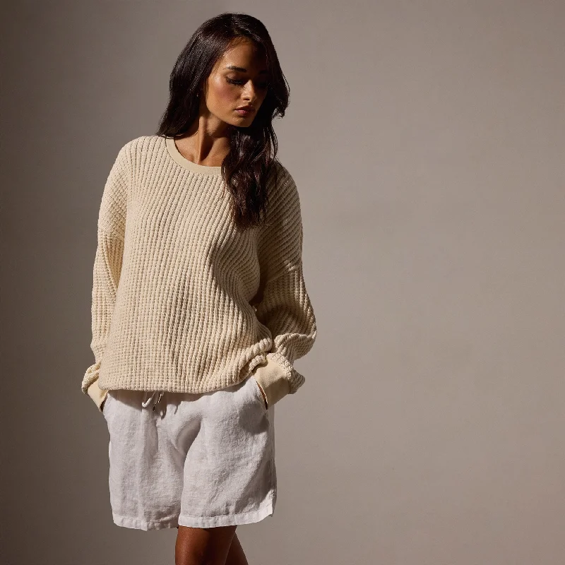 Waffle Knit Sweatshirt - Natural Alpaca wool sweaters