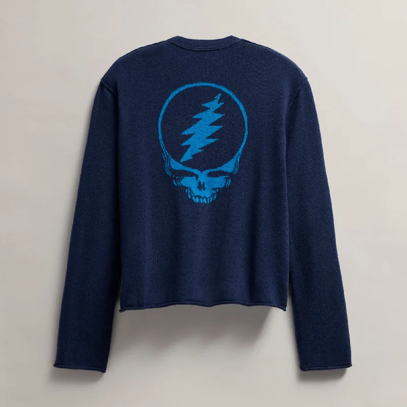 Women's Grateful Dead Crew Neck Sweater - Prussian/ Teal Thermal sweaters