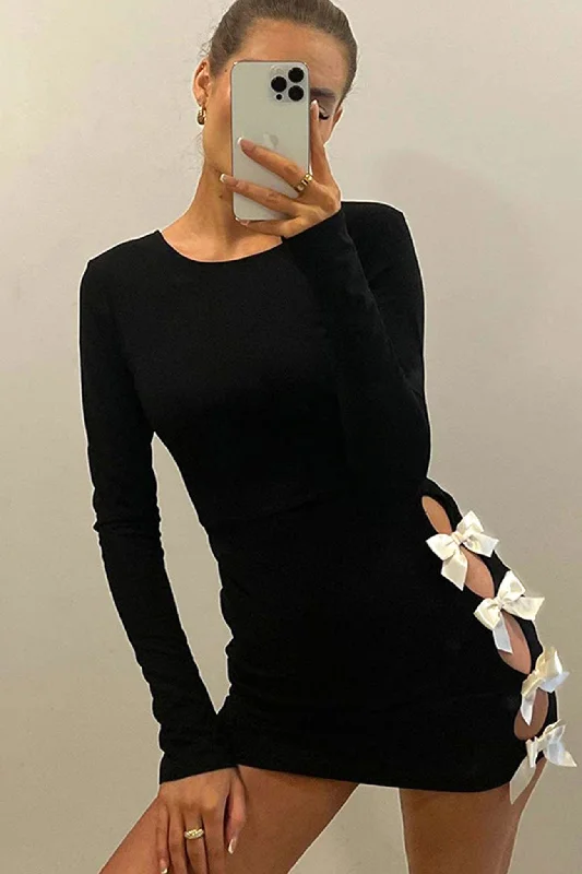 Cut Out Pack Hip Dress with Bow Fashion Nova mini dresses