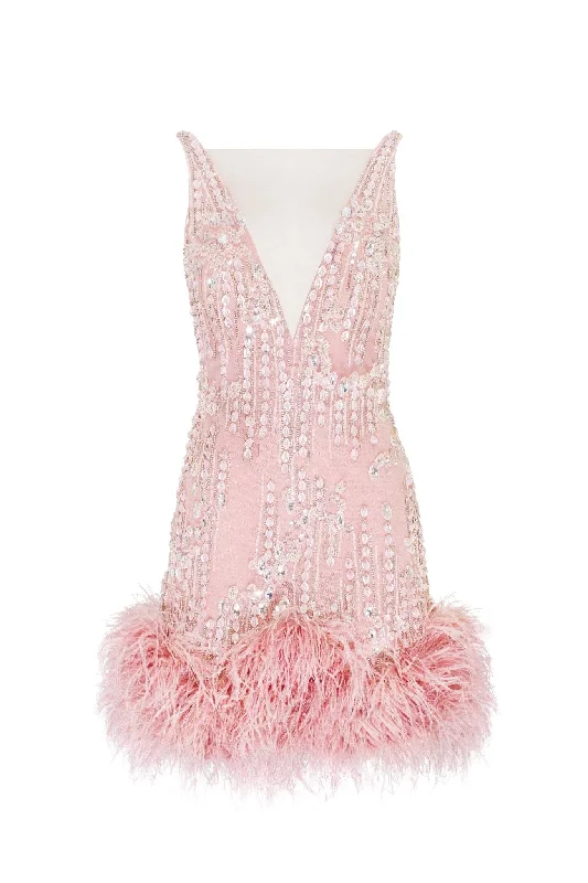 Fabulous mini dress on straps adorned with crystals and feathers ASOS mini dresses