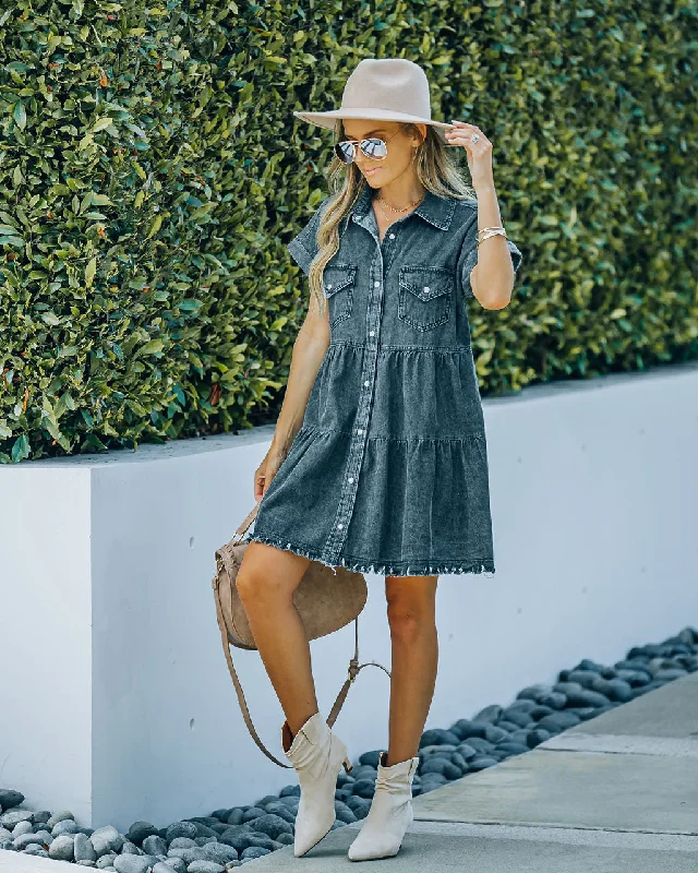 Madden Button Down Denim Shirt Dress Sexy little black mini dresses