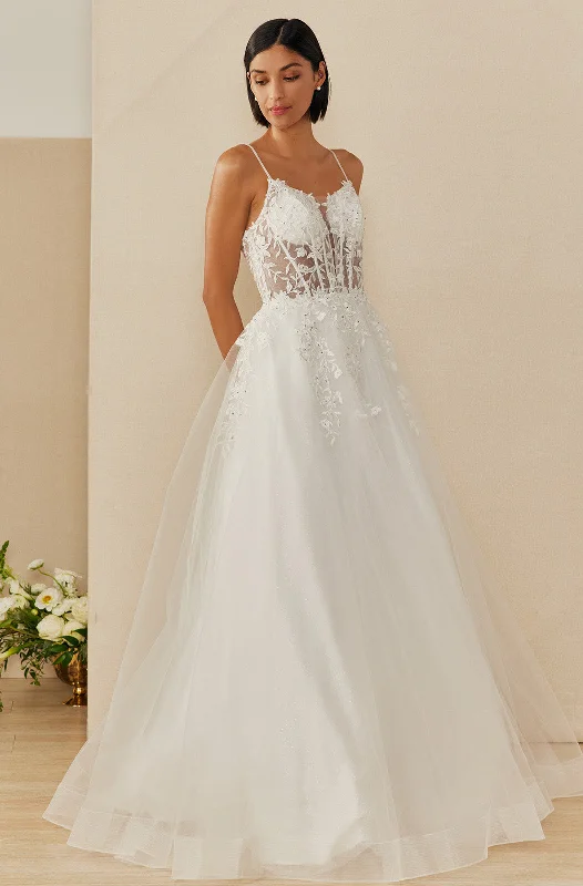 DAW531 Illusion Neckline Gown