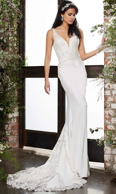 Jovani Bridal - JB06928 Lace Ornate Mermaid Bridal Gown Sheer Wedding Dress