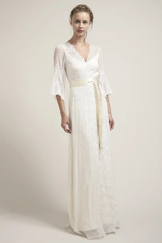 LD6001 Bohemian Wedding Dress With Sleeves Sexy Wedding Dress