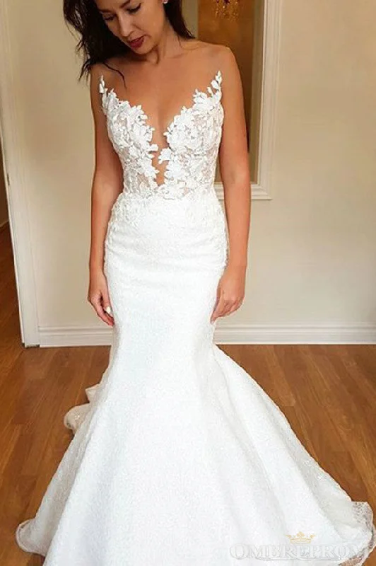 Mermaid Lace Wedding Dresseses V Neck Court Train Bridal Gowns A-line Bridal Dress