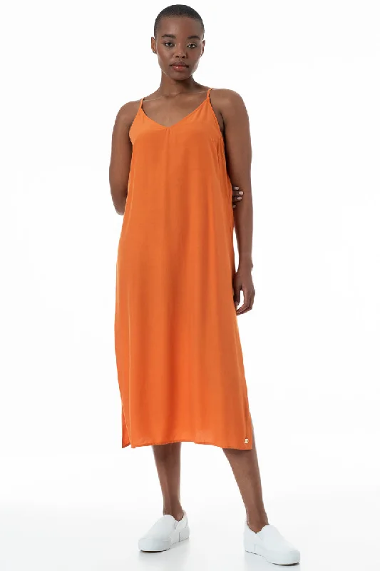 Midi Slip Dress _ 152169 _ Orange Forever 21 midi dresses