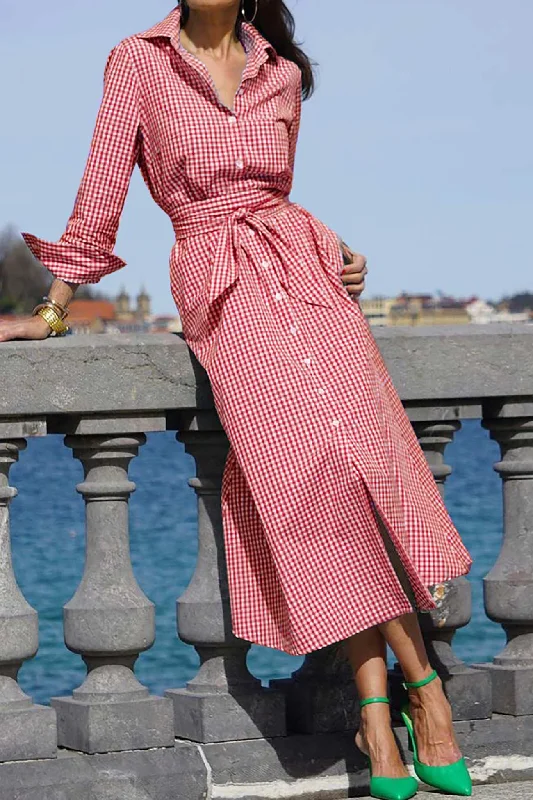 Plaid Tie-waist Shirt Dress Best midi dresses for formal events