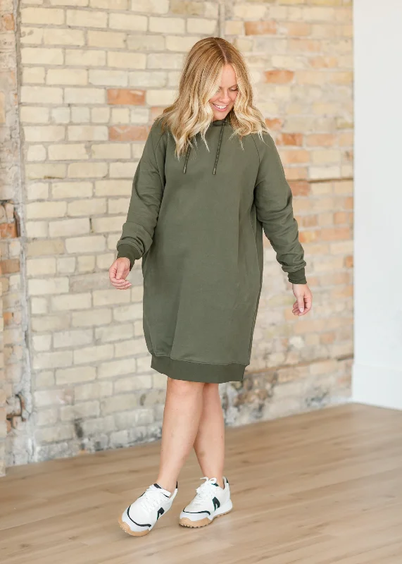 Scout Hooded Long Sleeve Sweatshirt Dress Lace midi dresses