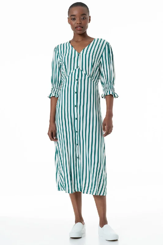 Striped Dress _ 152175 _ Green Vacation midi dresses