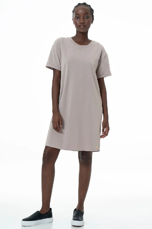 T-Shirt Dress _ 145768 _ Stone Comfortable midi dresses for everyday wear