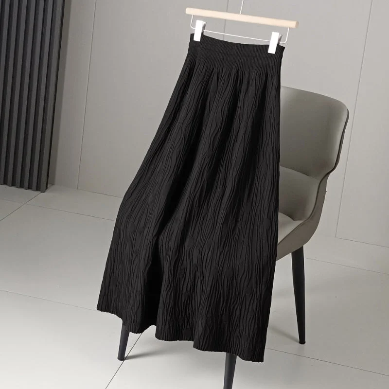 A-line High-waisted Knitted Skirt Slit unclassified skirts