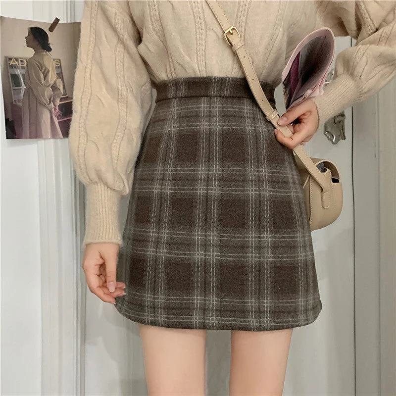 Ashy Plaid Mini Skirt (3 Colors) Soft Mini Skirt