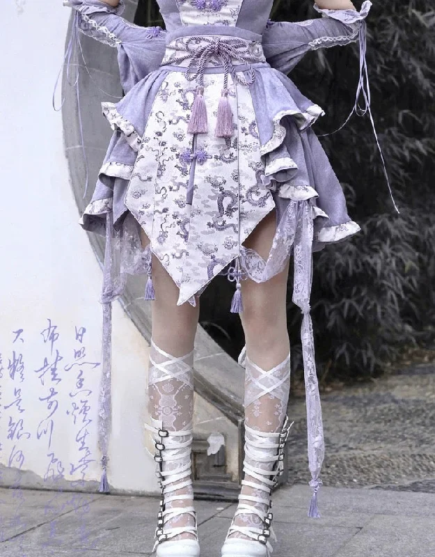 [Blood Supply] Dragon Wisteria Lolita Fashion Set Mini Skirt Simple Mini Skirt