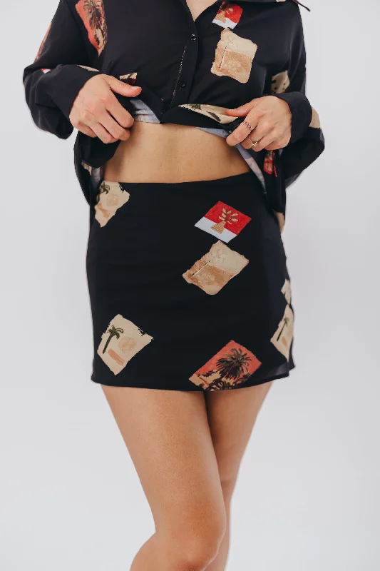 Cozumel Mini Skirt in Black High-Waisted Skater Skirt