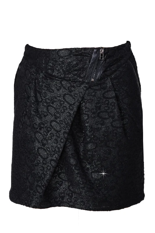 C BLOCK RURI Black Metallic Brocade Skirt Chic unclassified skirts