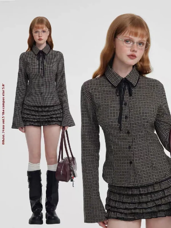 [Customizable] 90s Back To School plaid shirt and mini skirt set Mini Skirt Trend