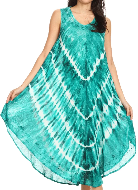 Sakkas Ambra Women's Casual Maxi Tie Dye Sleeveless Loose Tank Cover-up Dress Beach maxi dresses