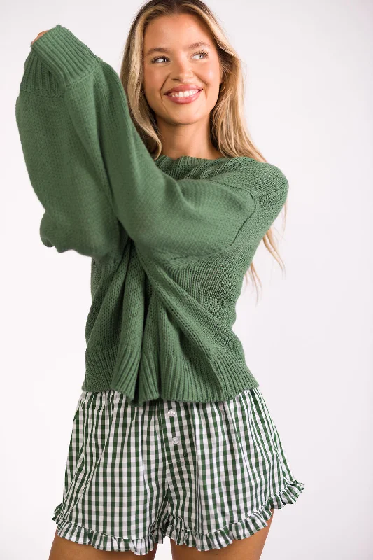 Georgia Gingham Ruffle Hem Shorts in Green (Final Few!) Fringed Mini Skirt