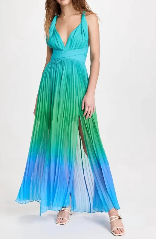 Kiki Long Dress in Blue & Green Ombre H&M maxi dresses