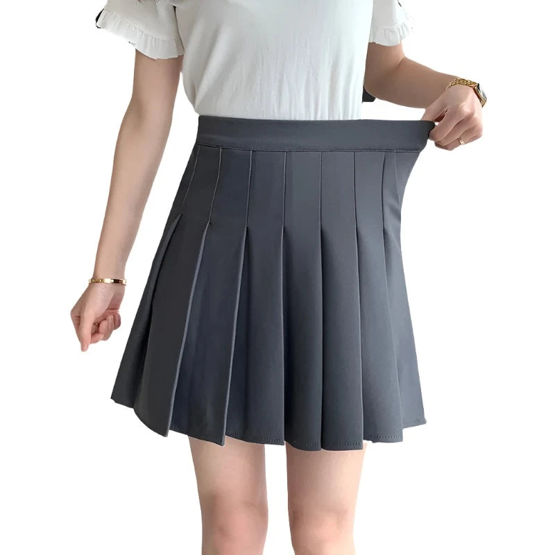 Korean Elastic High Waist Pleated Skirt Woman Black Gray Short A-Line Skirts for Women 2023 Summer Jk Uniform Mini Skirt Pleated Mini Skirt