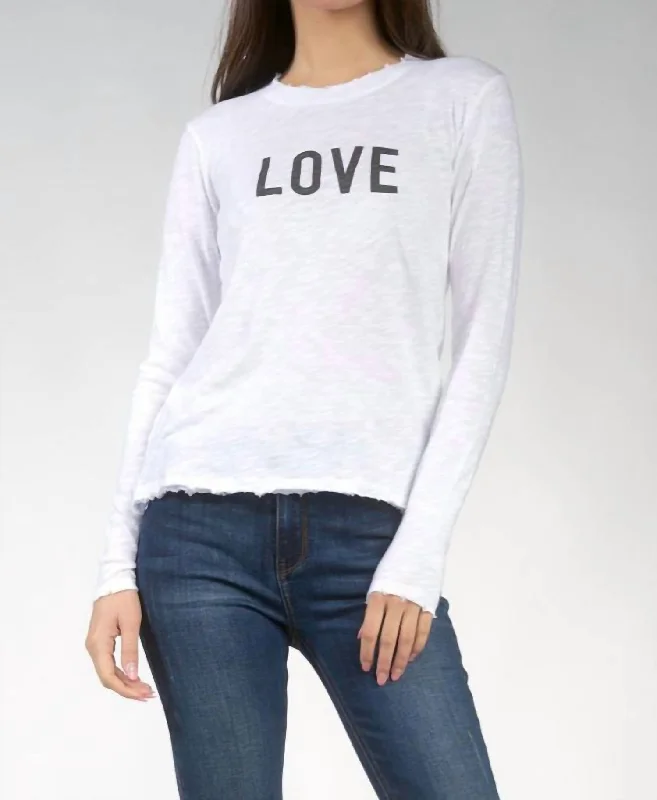 Love Long Sleeve Tee in White Women's maxi dresses