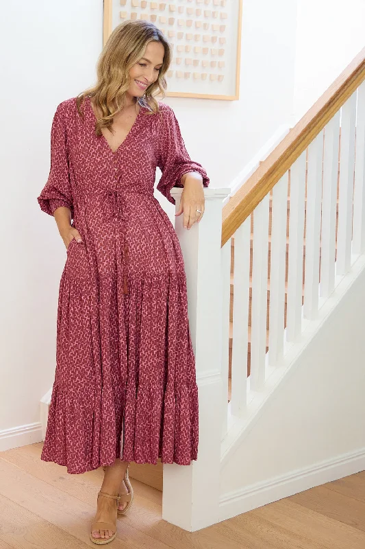 Makena Long Sleeve Maxi - Rose Cocoa Budget-friendly maxi dresses