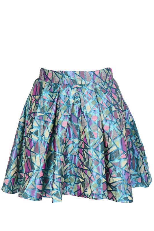 LONDON DISCO GIRL Metallic Multicolor Flared Skirt Leather unclassified skirts