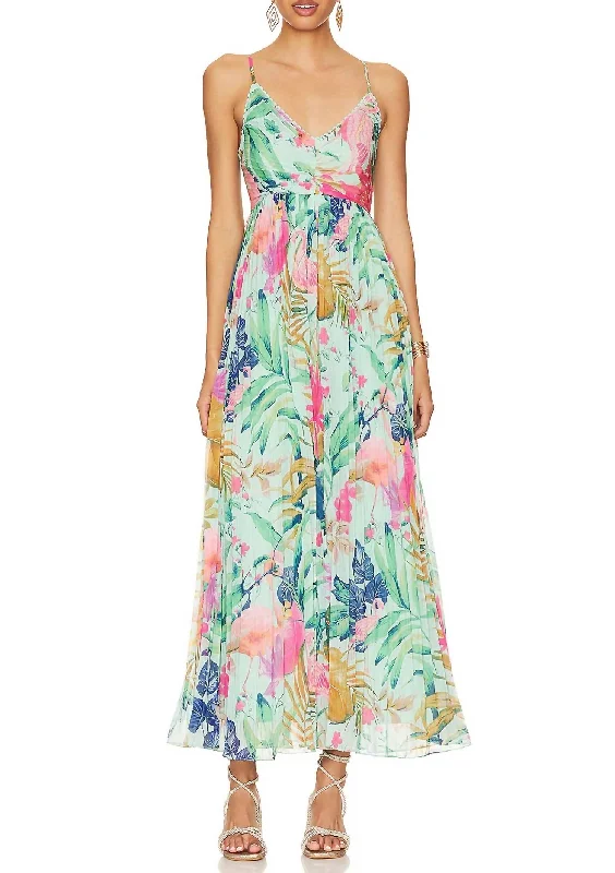 Motley Tropical Long Dress in Mint Green Bodycon maxi dresses