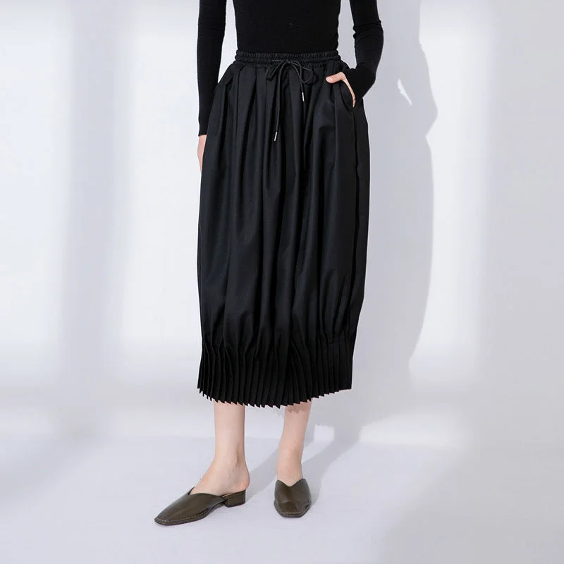 Pleated Curved Bud Skirt Comfortable unclassified skirts