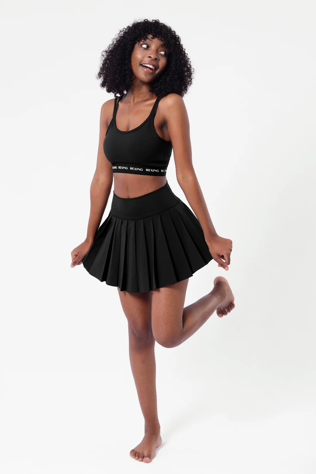 [Rexing x Peiliee Sport] Tennis Girl Breathable Tennis Skirt with Inner Shorts and Pockets Mini Skirt Outfit