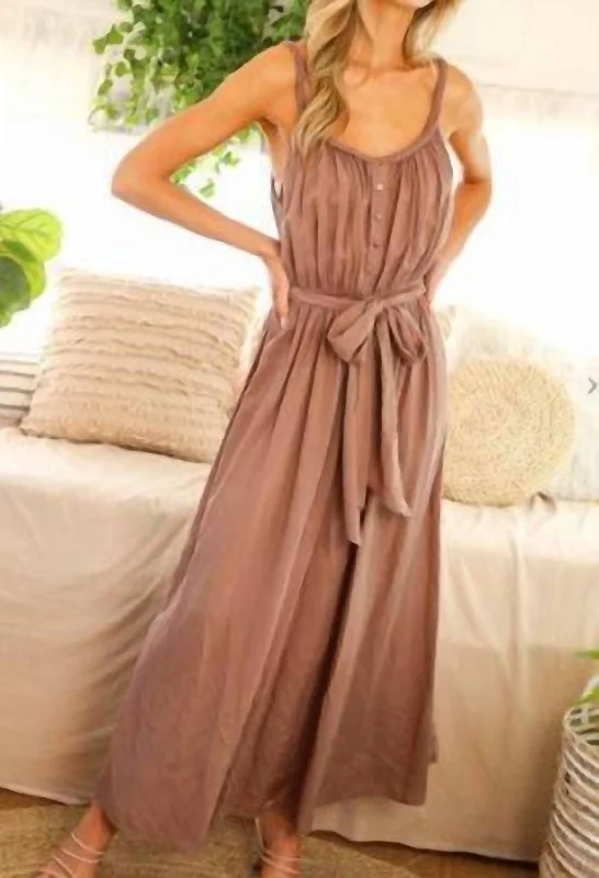 Sleeveless Maxi Dress in Brown Luxury maxi dresses