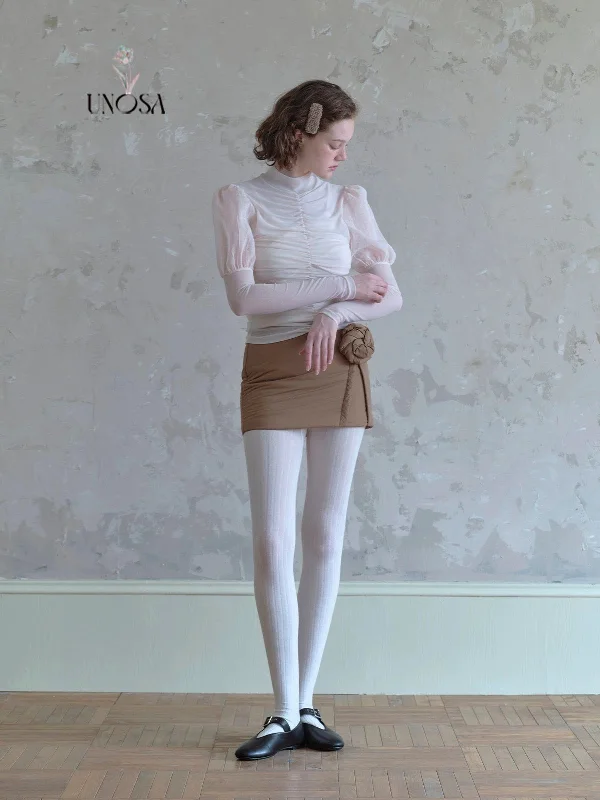 [UNOSA] In the mood for love soft pastel pink shirt with mini skirt Cute Mini Skirt