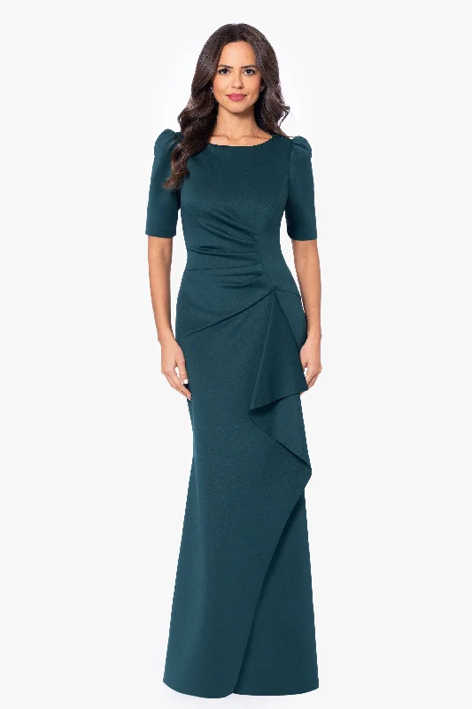 "Demi" 3/4 Sleeve Side Ruched Floor Length Gown Spring party dresses