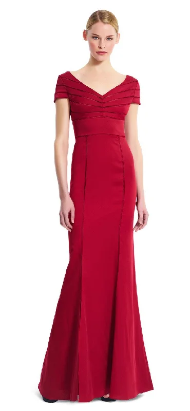 Adrianna Papell - 81909150 Satin Sheath Dress - 1 Pc Cranberry in Size 6 Available Long sleeve unclassified dresses