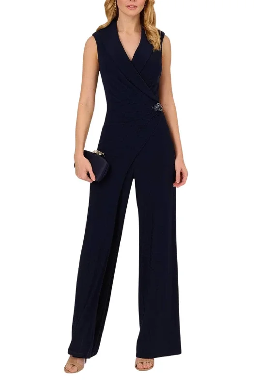 Adrianna Papell AP1D105272 - Collared V-Neck Wrap Bodice Jumpsuit Wedding guest unclassified dresses