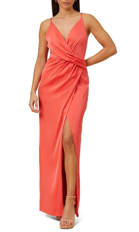 Aidan Mattox MN1E207351 - Draped Front Dress with Slit Color block unclassified dresses