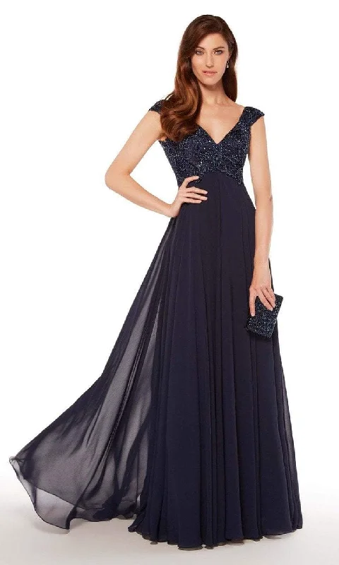 Alyce Paris Embroidered V-neck Chiffon A-line Dress 27246 Backless unclassified dresses