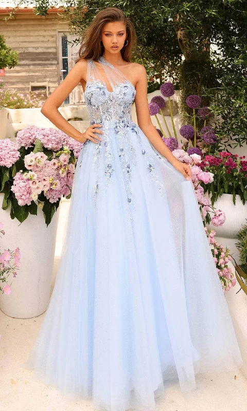 Amarra 88838 - Rhinestone Embellished One-Sleeve Prom Dress Travel unclassified dresses